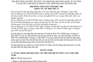 Nghị quyết 23/2007/NQ-HĐND chế độ công tác phí