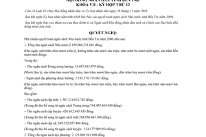 Nghị quyết 16/2007/NQ-HĐND Phê chuẩn quyết toán ngân sách Nhà nước Bến Tre 2006