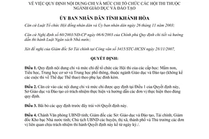 Quyết định 2272/QĐ-UBND 2007 nội dung mức chi tổ chức Hội thi Giáo dục Khánh Hòa