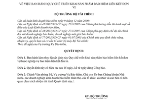 Quyết định 102/2007/QĐ-BTC quy chế triển khai sản phẩm bảo hiểm liên kết đơn vị