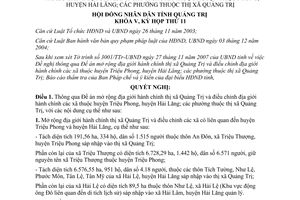Nghị quyết 36/2007/NQ-HĐND mở rộng và điều chỉnh địa giới hành chính Quảng Trị