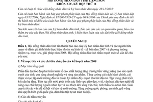 Nghị quyết 103/2007/NQ-HĐND mục tiêu nhiệm vụ kế hoạch tỉnh Lạng Sơn năm 2008