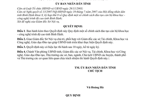 Quyết định 45/2007/QĐ-UBND quy định chính sách đào tạo cán bộ khoa học công nghệ trình độ cao tỉnh Bình Định
