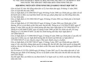 Nghị quyết 13/2007/NQ-HĐND quy định về bồi thường, hỗ trợ và tái định cư khi nhà nước thu hồi đất trên địa bàn tỉnh Ninh Thuận