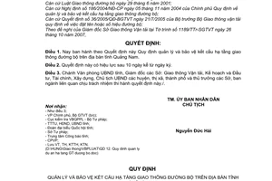 Quyết định 56/2007/QĐ-UBND quản lý và bảo vệ kết cấu hạ tầng giao thông