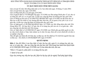 Quyết định 45/2007/QĐ-UBND sửa đổi quy định mức thu quản lý sử dụng học phí cơ sở giáo dục đào tạo công lập tỉnh Tiền Giang hướng dẫn 41/2006/QĐ-UBND