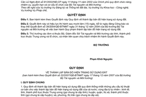 Quyết định 22/2007/QĐ-BTNMT Quy định thành lập bản đồ hiện trạng sử dụng đất