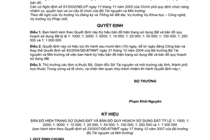 Quyết định 23/2007/QĐ-BTNMT Ký hiệu bản đồ hiện trạng sử dụng đất bản đồ quy hoạch sử dụng