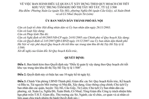 Quyết định 146/2007/QĐ-UBND điều lệ quản lý xây dựng theo quy hoạch chi tiết khu vực trung tâm khu đô thị Tây Hồ Tây, tỷ lệ 1/500