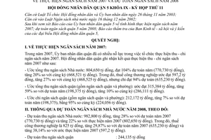 Nghị quyết 07/2007/NQ-HĐND thực hiện ngân sách năm 2007 và dự toán ngân sách năm 2008 quận 5