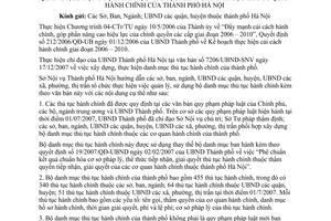 Hướng dẫn 1374/HD-SNV quản lý sử dụng bộ danh mục thủ tục hành chính cơ quan hành chính thành phố Hà Nội