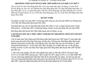 Nghị quyết 14/2007/NQ-HĐND nhiệm vụ kinh tế - xã hội năm 2008 huyện Hóc Môn