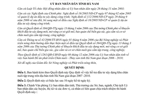 Quyết định 15/2007/QĐ-UBND hỗ trợ đầu tư xây dựng khu chăn nuôi tập trung Hà Nam