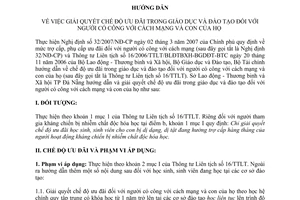 Hướng dẫn 06/SLĐTBXH-TBLS  giải quyết chế độ ưu đãi trong Giáo dục và Đào tạo