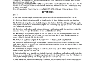 Quyết định 45/2007/QĐ-UBND quy định giá đất năm 2008 thành phố Đà Lạt tỉnh Lâm Đồng