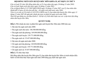 Nghị quyết 19/2007/NQ-HĐND phê chuẩn dự toán và phân bổ ngân sách năm 2008 huyện Hóc Môn