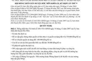 Nghị quyết 16/2007/NQ-HĐND thực hiện cơ chế hành chính một cửa liên thông từ xã đến huyện, Hóc Môn