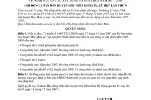 Nghị quyết 18/2007/NQ-HĐND danh mục đầu tư xây dựng và sửa chữa năm 2007 - 2008 Hội đồng nhân dân huyện Hóc Môn