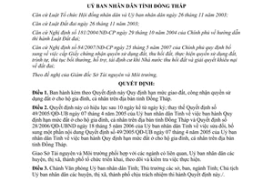 Quyết định 58/2007/QĐ-UBND hạn mức giao đất công nhận quyền sử dụng đất Đồng Tháp