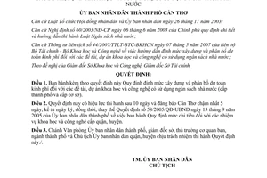 Quyết định 43/2007/QĐ-UBND phân bổ kinh phí dự án khoa học công nghệ Cần Thơ