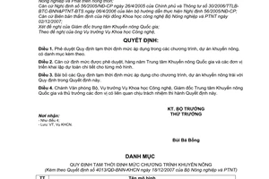 Quyết định 4013/QĐ-BNN-KHCN  phê duyệt Quy định tạm thời định mức áp dụng trong các chương trình, dự án khuyến nông