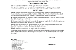 Quyết định 55/2007/QĐ-UBND sửa đổi bản Quy định kích thước mặt cắt ngang