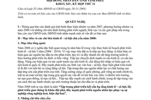 Nghị quyết số: 17/2007/NQ-HĐND nhiệm vụ năm 2008 Tỉnh Vĩnh Phúc