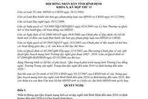 Nghị quyết 29/2007/NQ-HĐND quy hoạch mạng lưới cơ sở dạy nghề Bình Định đến 2020