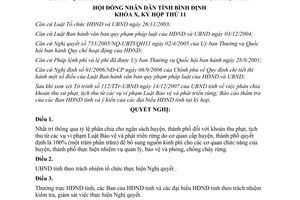 Nghị quyết 26/2007/NQ-HĐND bổ sung Nghị quyết 02/2006/NQ-HĐND Bình Định