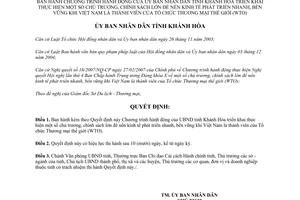 Quyết định số 82/2007/QĐ-UBND Chương trình hành động Khánh Hòa