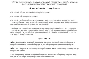 Quyết định 26/2007/QĐ-UBND đơn giá đo đạc bản đồ đăng ký cấp quyền sử dụng đất