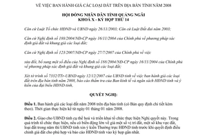 Nghị quyết 28/2007/NQ-HĐND giá đất Quảng Ngãi