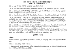 Nghị quyết 24/2007/NQ-HĐND bãi bỏ sửa đổi phí lệ phí tỉnh Bình Định