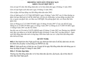 Nghị quyết 24/2007/NQ-HĐND tạm thời mức chi tiêu tài chính phục vụ Hội đồng nhân dân Bắc Kạn