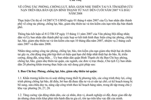 Chỉ thị 09/2007/CT-UBND công tác phòng chống lụt, bão, giảm nhẹ thiên tai tìm kiếm cứu nạn quận Bình Thạnh từ nay cuối năm 2007