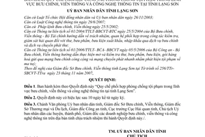 Quyết định 35/2007/QĐ-UBND Quy chế phối hợp công tác phòng chống tội phạm lĩnh vực bưu chính, viễn thông công nghệ thông tin tỉnh Lạng Sơn