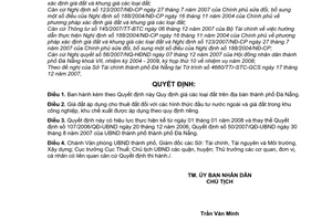 Quyết định 70/2007/QĐ-UBND Quy định giá đất thành phố Đà Nẵng