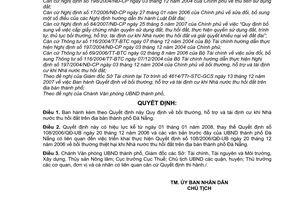 Quyết định 71/2007/QĐ-UBND Quy định bồi thường, hỗ trợ tái định cư khi Nhà nước thu hồi thành phố Đà Nẵng