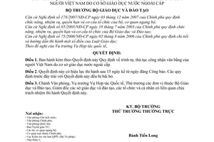 Quyết định 77/2007/QĐ-BGDĐT Quy định trình tự, thủ tục công nhận văn bằng người Việt Nam Cơ sở giáo dục nước ngoài cấp
