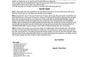 Quyết định 76/2007/QĐ-BGDĐT quy định quy trình chu kỳ kiểm định chất lượng giáo dục trường đại học, cao đẳng trung cấp chuyên nghiệp