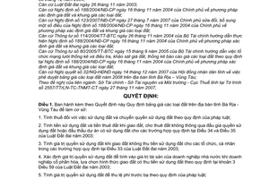 Quyết định 96/2007/QĐ-UBND quy định bảng giá đất tỉnh Bà Rịa Vũng Tàu