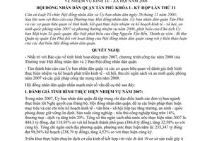Nghị quyết 67/2007/NQ-HĐND nhiệm vụ kinh tế - xã hội năm 2008 quận Tân Phú