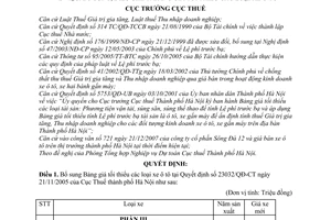 Quyết định 18733/QĐ-CT-THNVDT bổ sung bảng giá tối thiểu xe ô tô