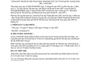 Báo cáo 2960/GDĐT-TH tổng kết tham dự hội thao học sinh khuyết tật toàn quốc Quảng Trị 2007