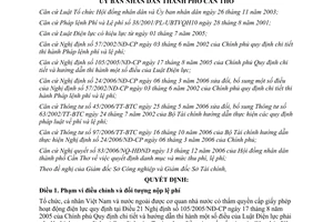 Quyết định 47/2007/QĐ-UBND lệ phí cấp giấy phép hoạt động điện lực Cần Thơ
