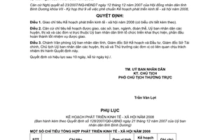 Quyết định 128/2007/QĐ-UBND giao chỉ tiêu phát triển kinh tế xã hội 2008 Bình Dương