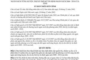 Quyết định 126/2007/QĐ-UBND phân cấp nguồn thu nhiệm vụ chi phân chia nguồn thu Bình Dương