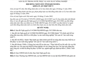 Nghị quyết 37/2007/NQ-HĐND hỗ trợ nông dân mua máy thiết bị cơ khí sản xuất Khánh Hòa