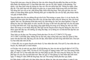 Chỉ thị 29/CT-UBND năm 2007 chấn chỉnh việc thực hiện chế độ thông tin báo cáo