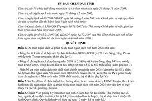 Quyết định 125/2007/QĐ-UBND phân bổ dự toán ngân sách tỉnh 2008 Bình Dương